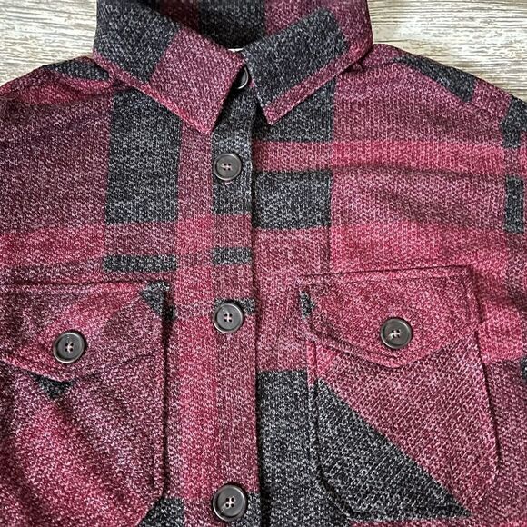Burgundy & Black plaid Shacket - Picture 6 of 8